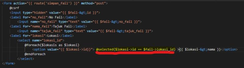 Blade dropdown selected