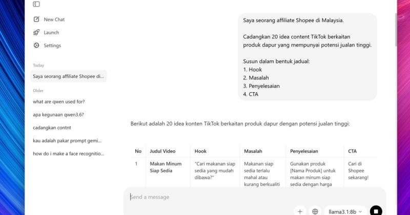 Cara Guna Ollama Untuk Hasilkan Content TikTok Secara Automatik